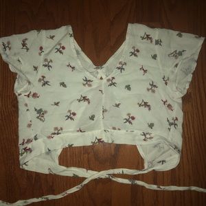 White cropped short with cross ties. Size small.